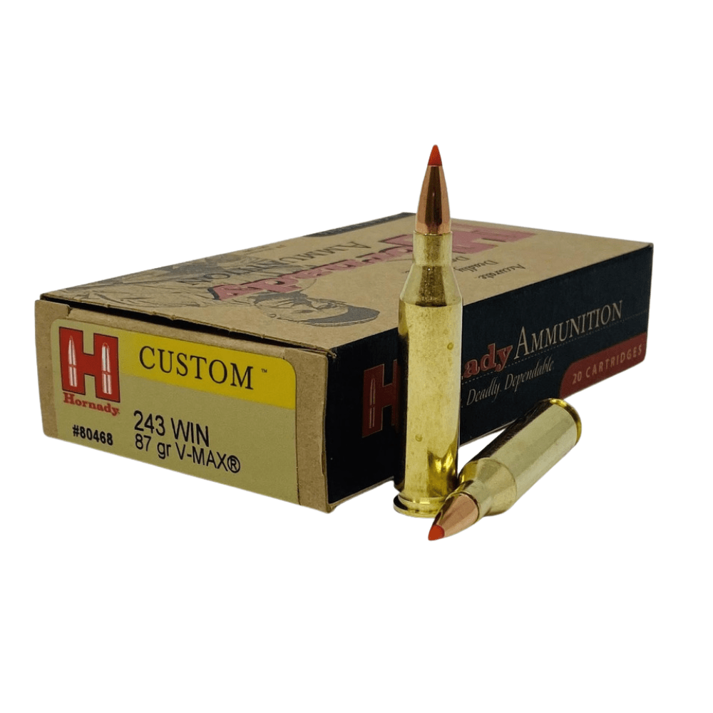 HORNADY 243WIN 87GR CUSTOM V-MAX 20PK