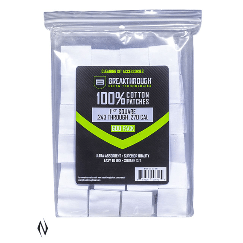 BREAKTHROUGH COTTON PATCHES 1.5" .243-.270 600PK